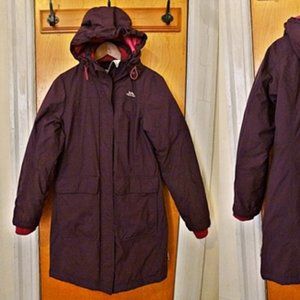 Trespass Women's Water Resistant Down Feather Hooded Parka Coat Jacket in Purple